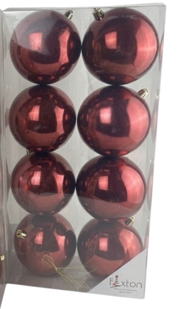 (BHK01313LBU) Paq. Esfera Perlizada 10 Cm 8 Pz Vino