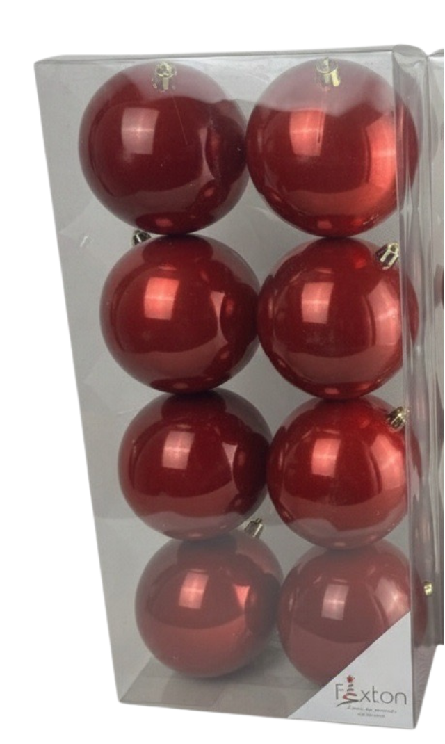(BHK01313R) Paq. Esfera Perlizada 10 Cm 8 Pz Rojo