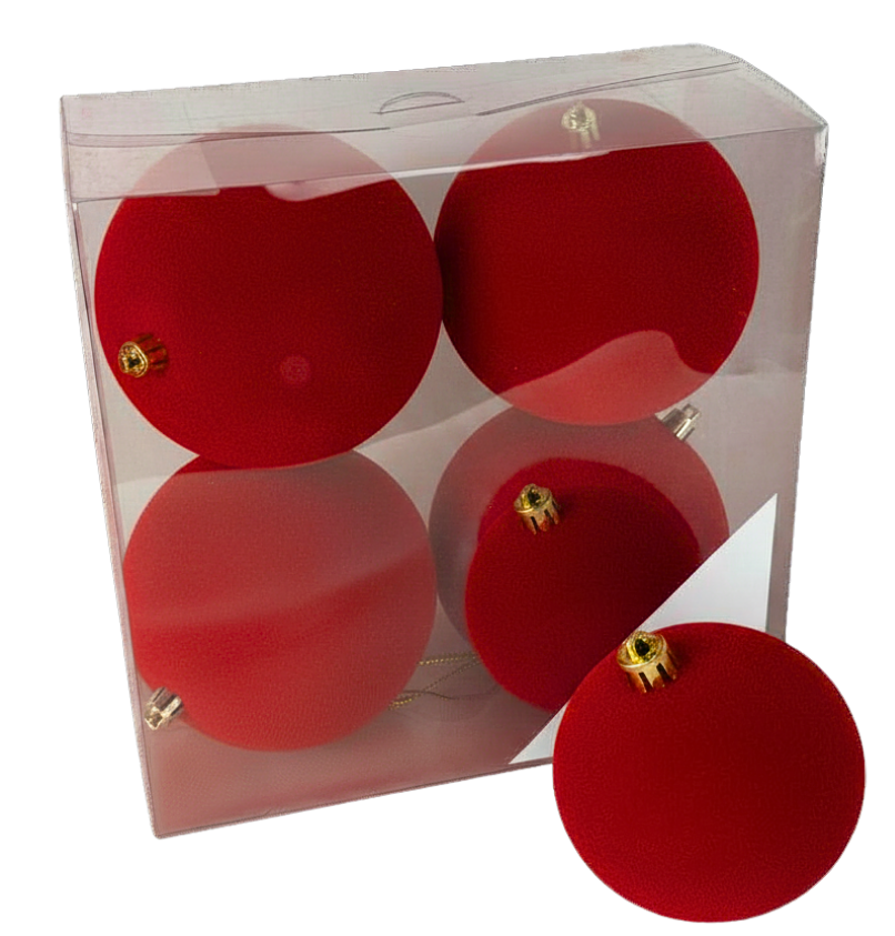 (BHK01316RDK) Paq. Esfera Terciopleo 12 Cm 4 Pz Rojo Obscuro