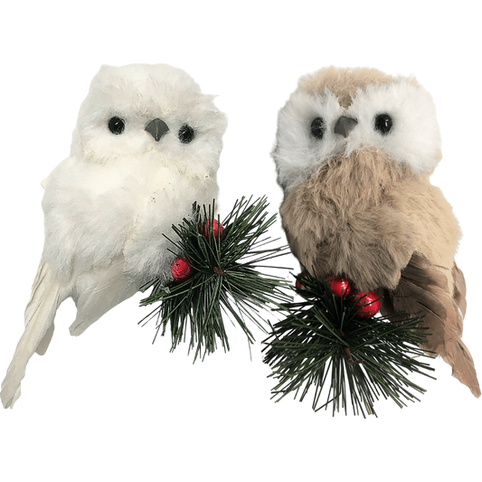 Adorno navideño buho de peluche clip