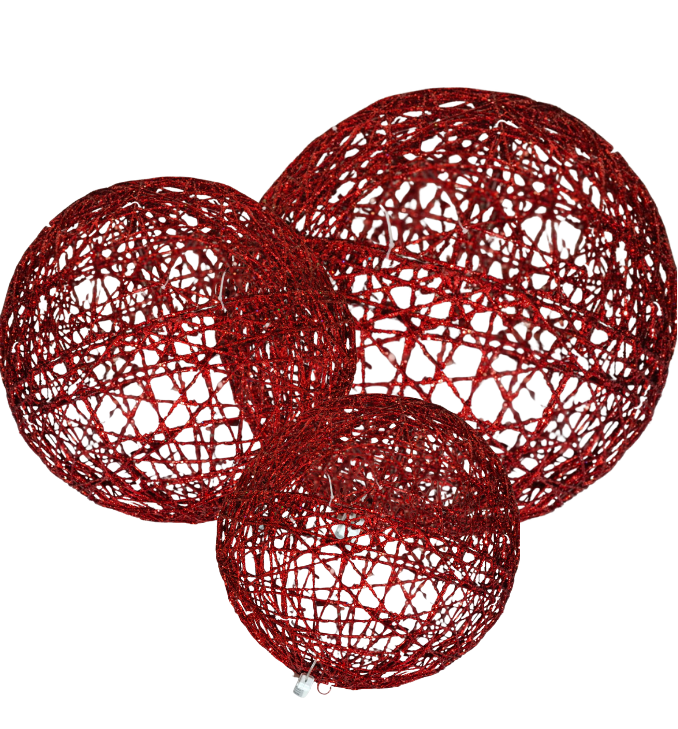 Esfera Mecate C/Luz 30, 40 y 50 Cm  Rojo