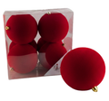 (BHK01316R) Paq. Esfera Terciopelo 12 Cm 4 Pz Rojo