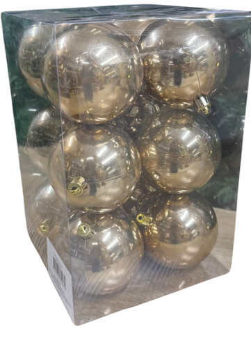 (BHK01312LBR)Paq. Esfera Perlizada 8cm 12 Pz Cafe