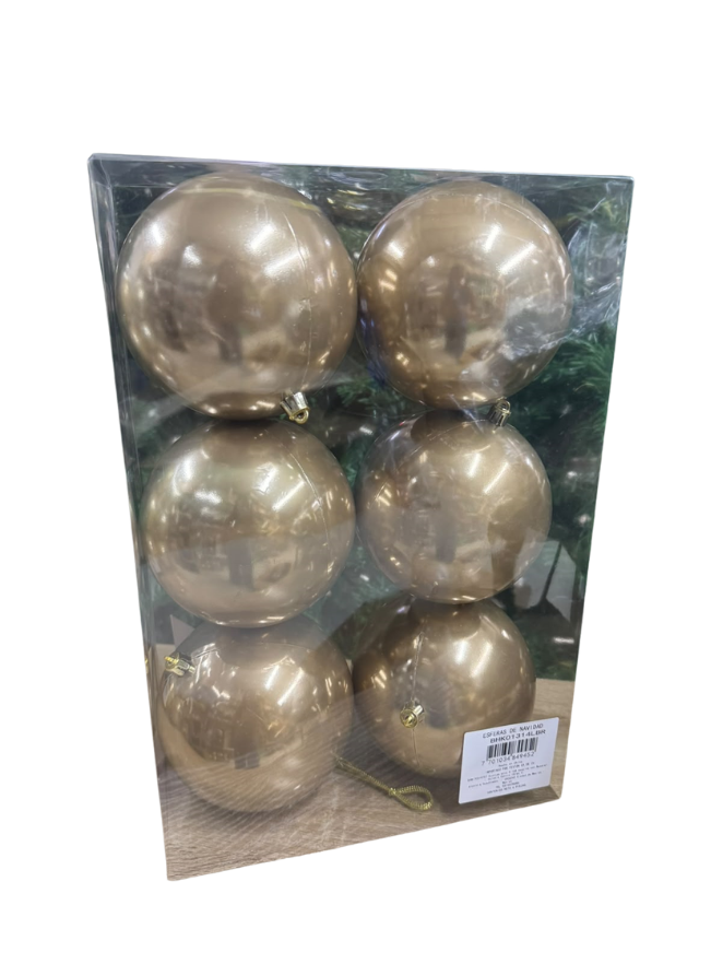 BHK01314LBR Paq. Esfera  Perlizada 12 Cm 6 Pz Cafe