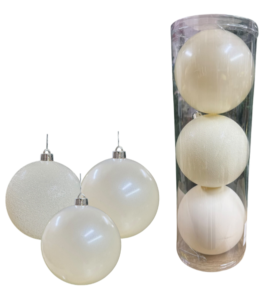 (BHK01261CR) Paq. Esfera Mixta 15 Cm 3 Pz Crema