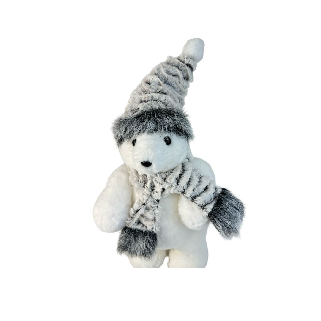 (CCY0156) Oso peluche 32 x 16 cm blanco gris