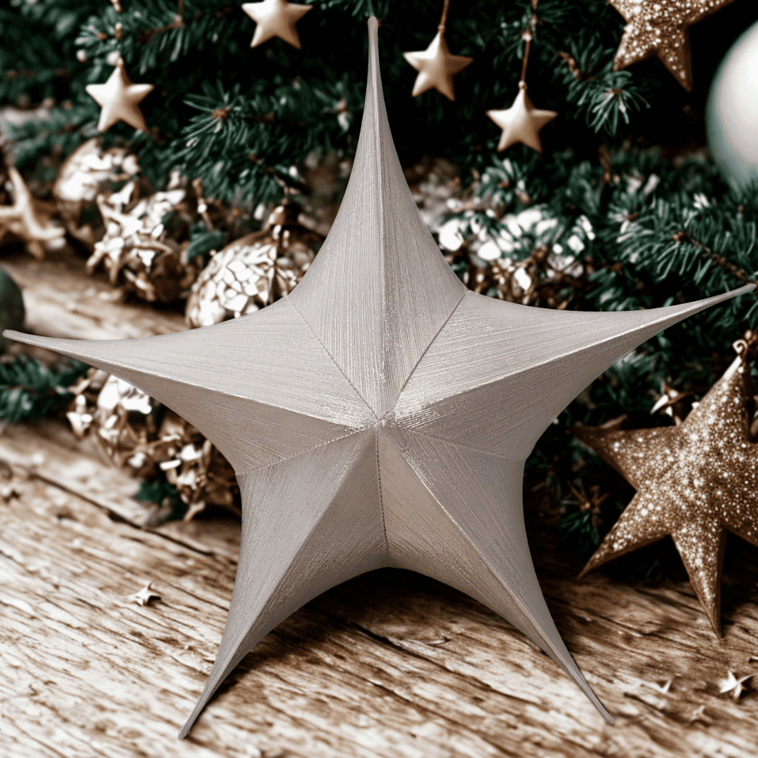 (COL0092PL) Estrella de tela 65 cm plata