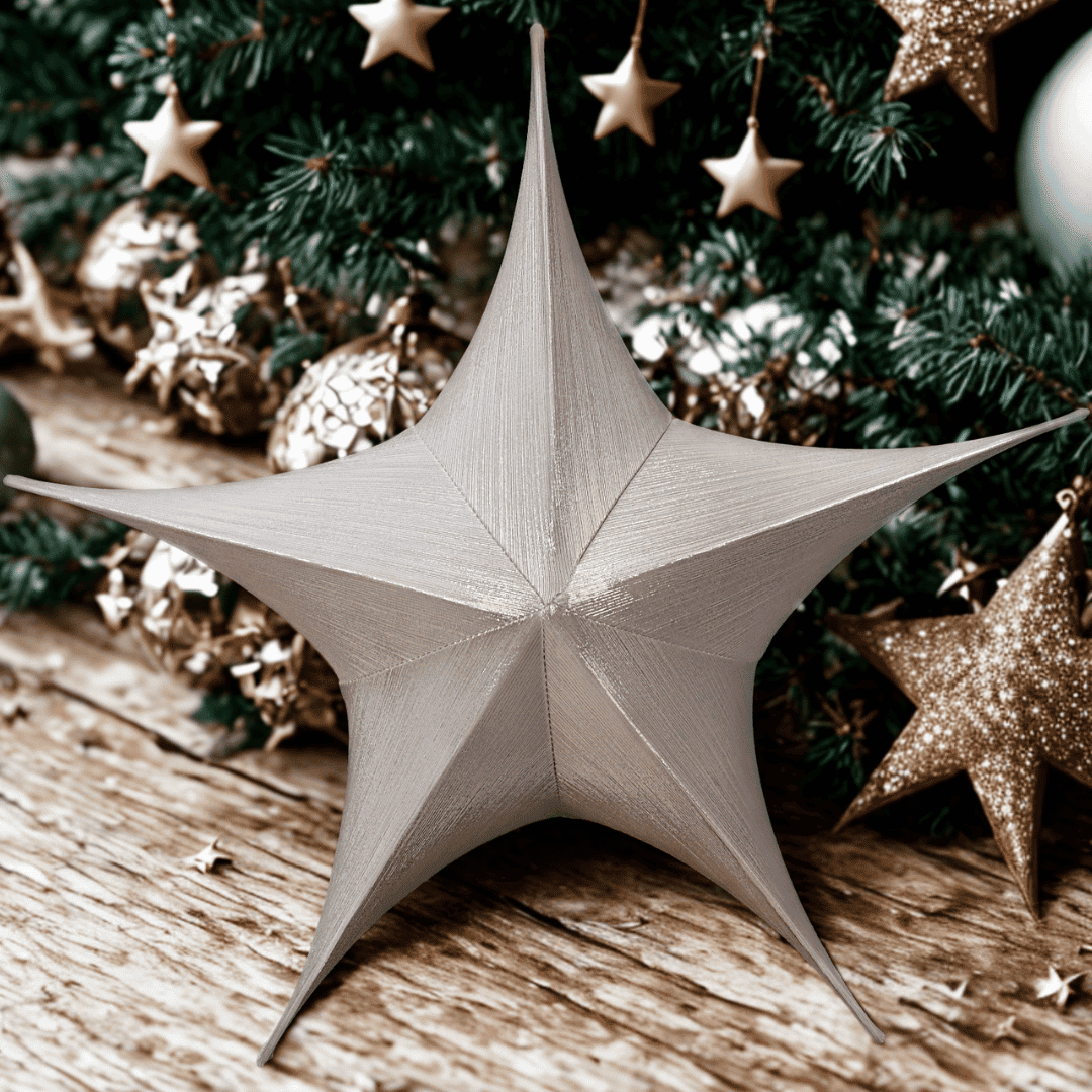(COL0093PL) Estrella de tela 80 cm plata