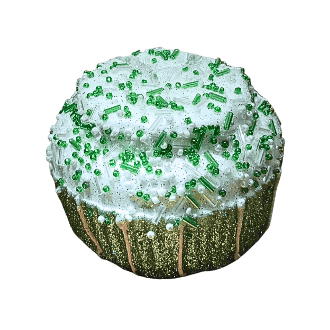 (COL2159MN) Muffin con chispas de lentejuela menta 10 cm x 7 cm