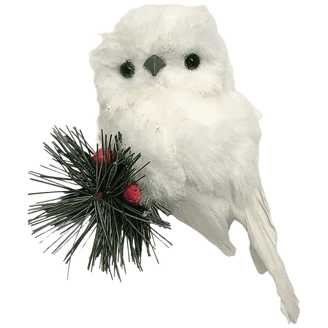 Adorno navideño buho de peluche clip