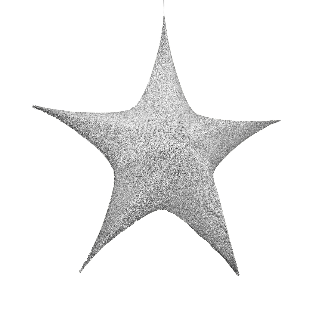 (DEC0026PL) Estrella de tela 65 cm plata