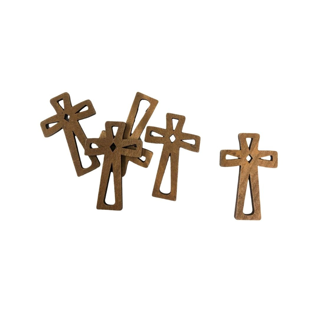 Dijes de cruces de madera/metal