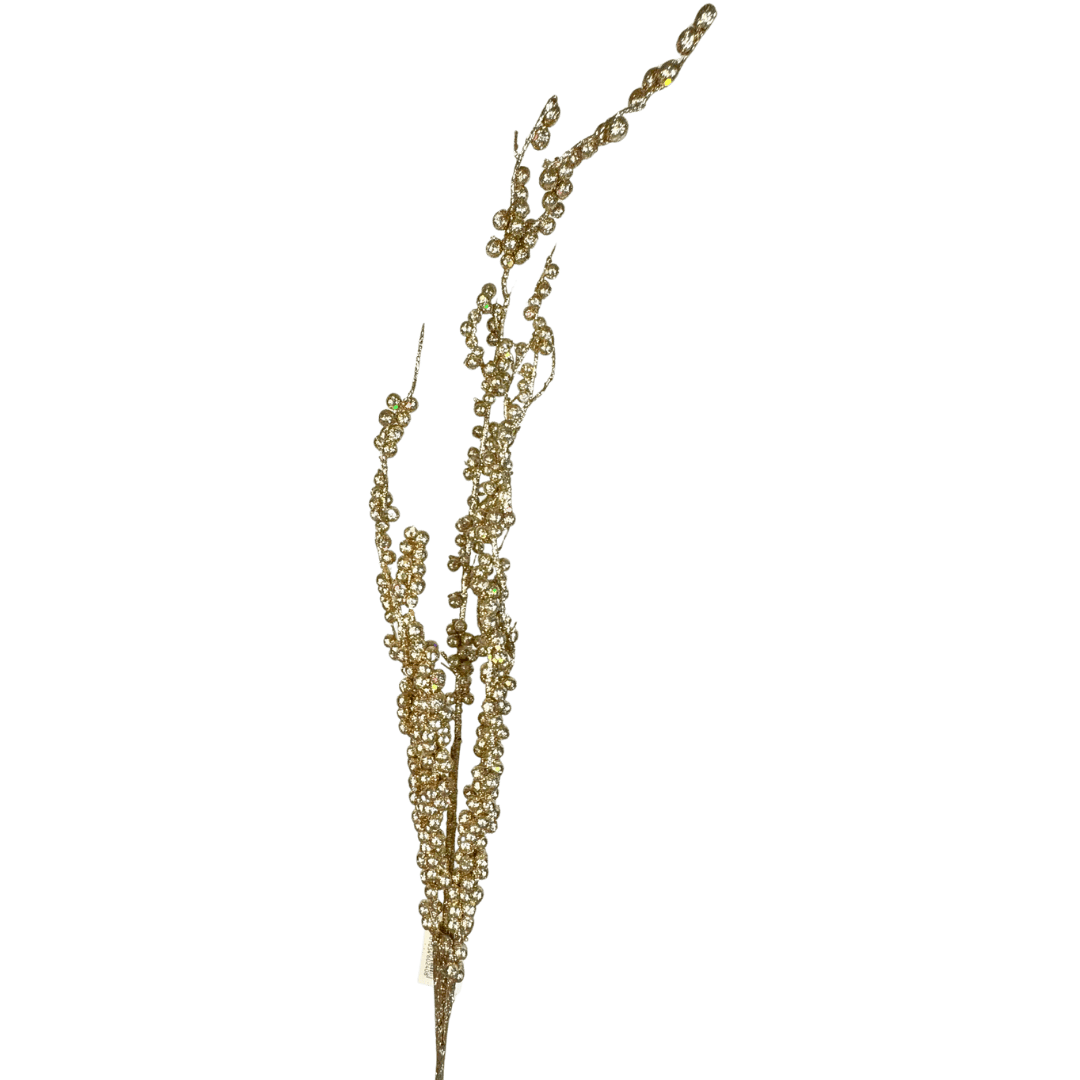 (DTI00425G) Follaje bolitas escarchado oro 100 cm