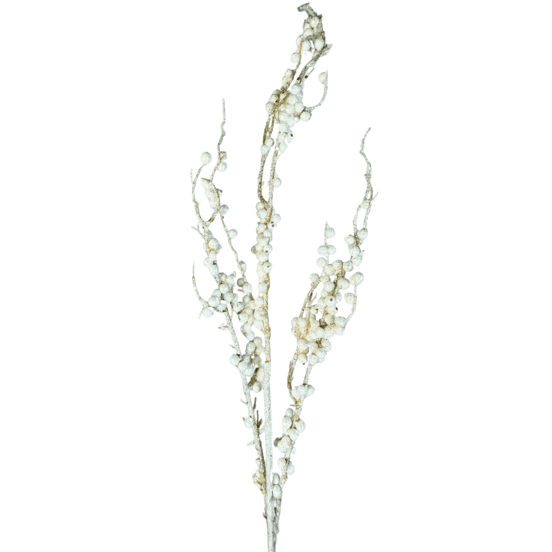 (DTI00425W) Follaje bolitas escarchado blanco 100 cm