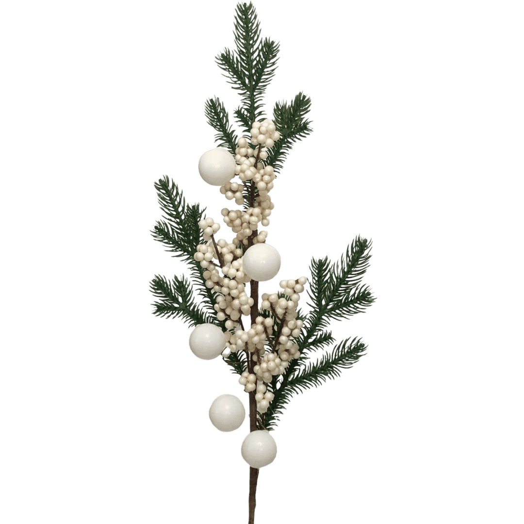 (DTI0356W) Follaje berry esfera 60 cm blanco