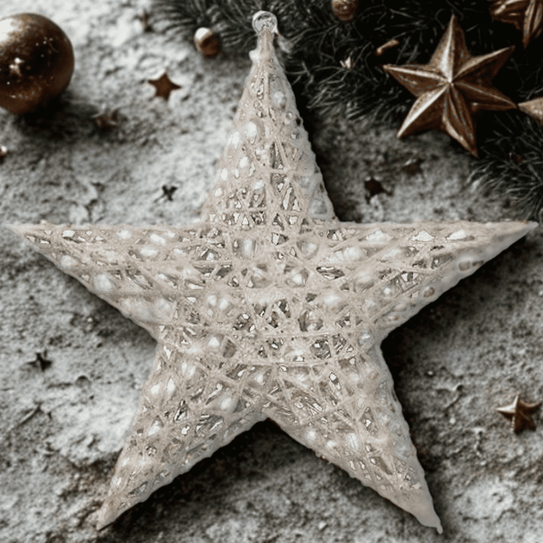 (ESTT-S-030) Estrella mecate c/luz 30/50 cm blanco