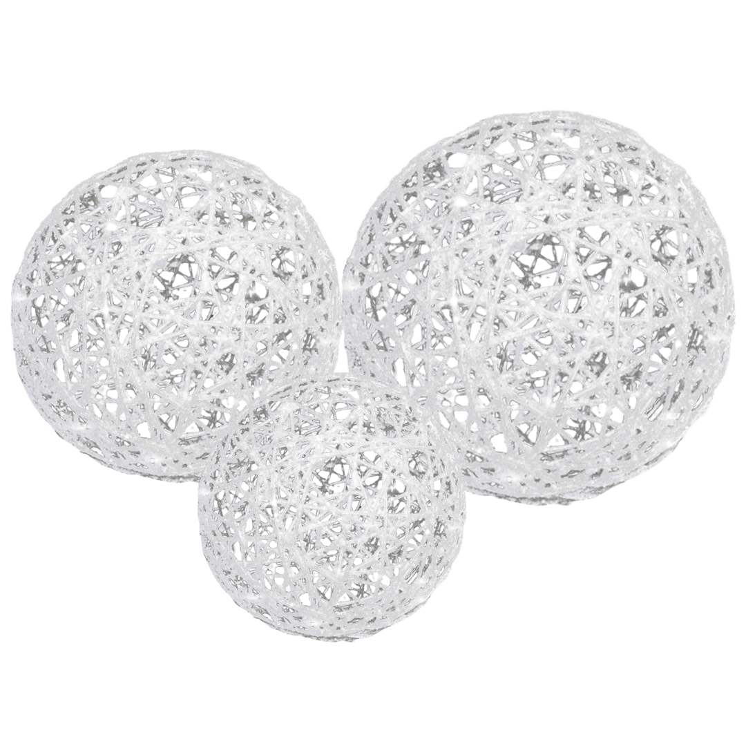 Esfera blanca mecate con luz