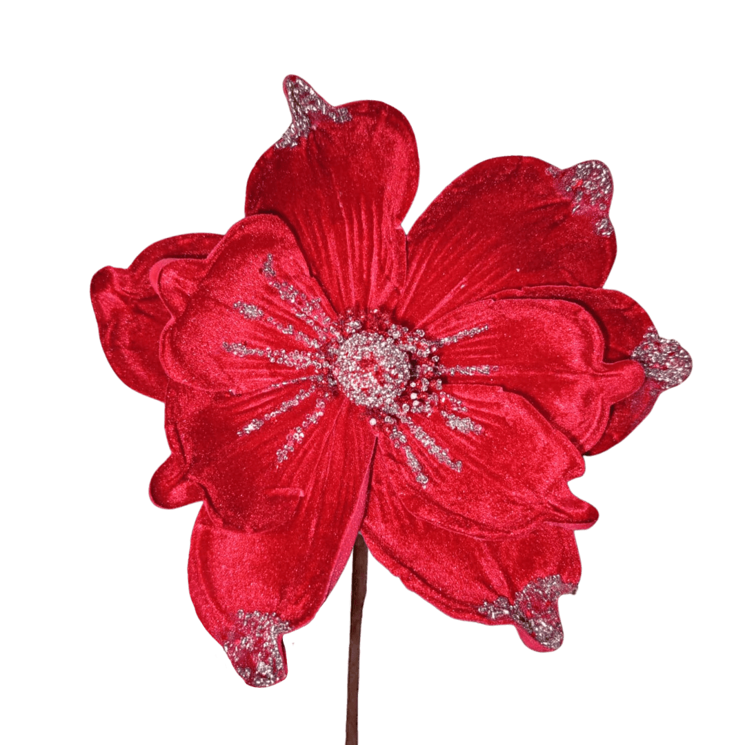 (FHY0074RG) Flor magnolia rojo/oro 22 cm
