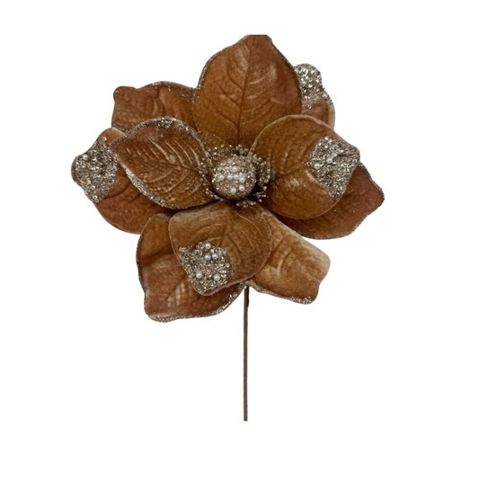 (FHY0125BrCh) Nochebuena  27 Cm 10 Petalos Marron/Champaña