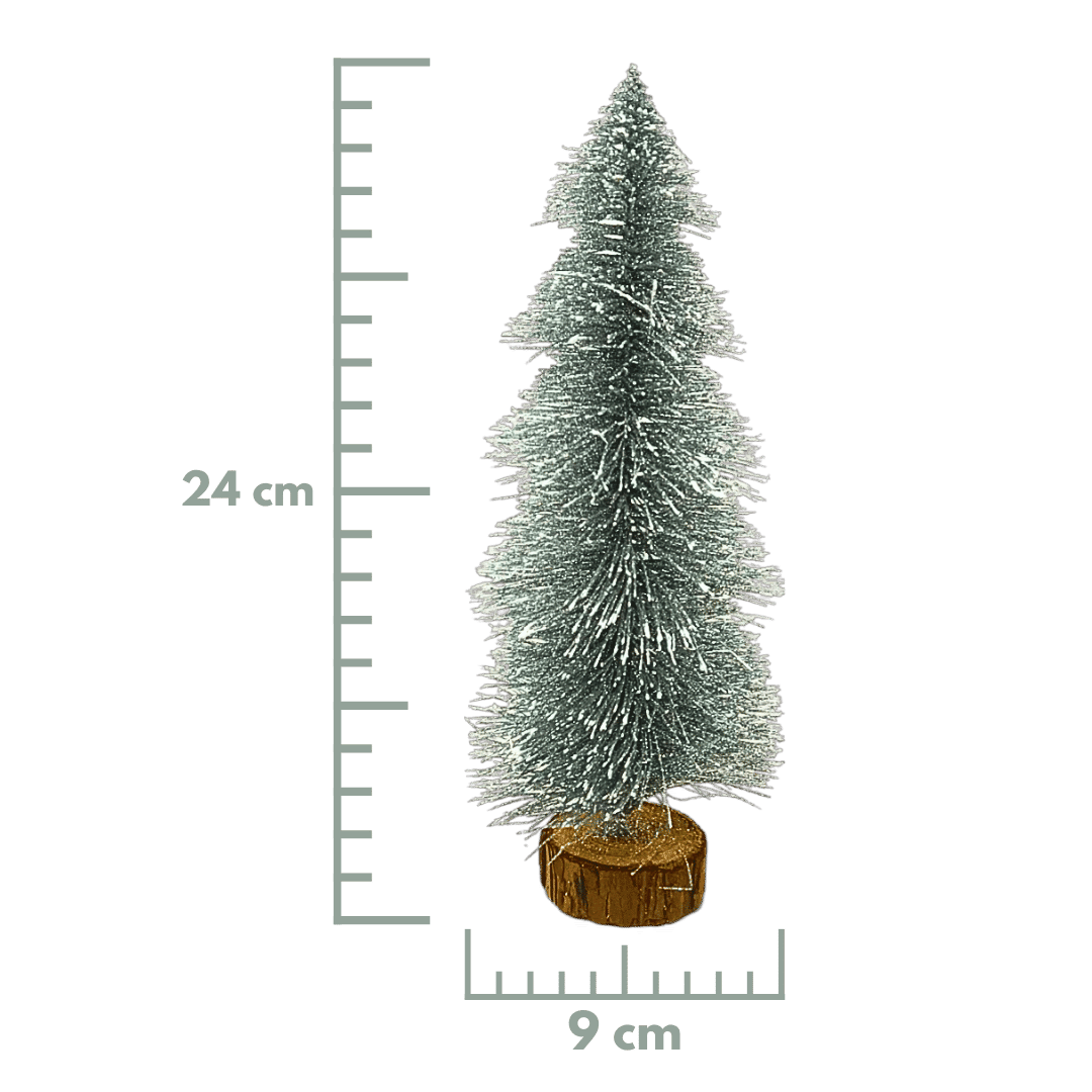 (FIG0626BL) Pino decorativo para centros de mesa nevado 24 cm x 9cm