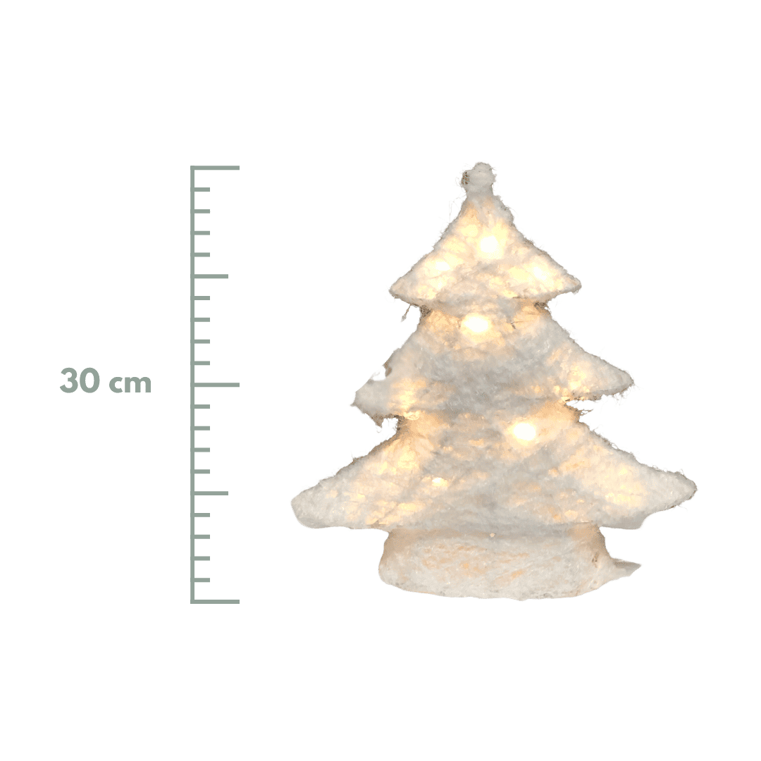 (FIG0838BL) Pino peluche 15 luces 30x30 cm blanco