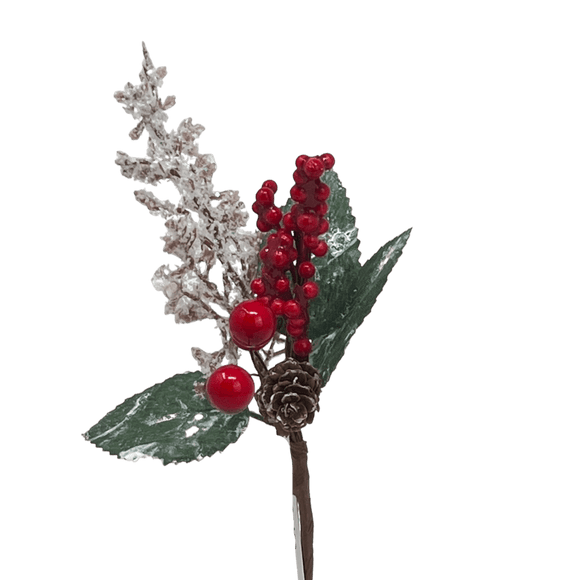 (Fla01453) Follaje navideño De Berries Nevado 17Cm