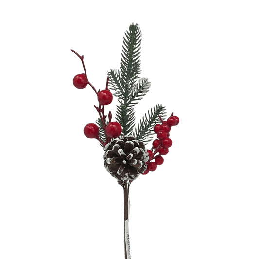 (Fla01458) Follaje navideño De Berries 27Cm Rojo