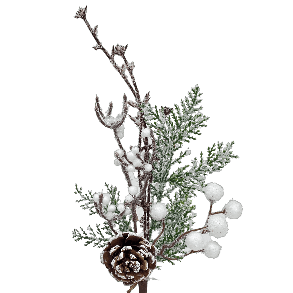 (Fla01478) Follaje Nevado De Berries 36Cm Blanco
