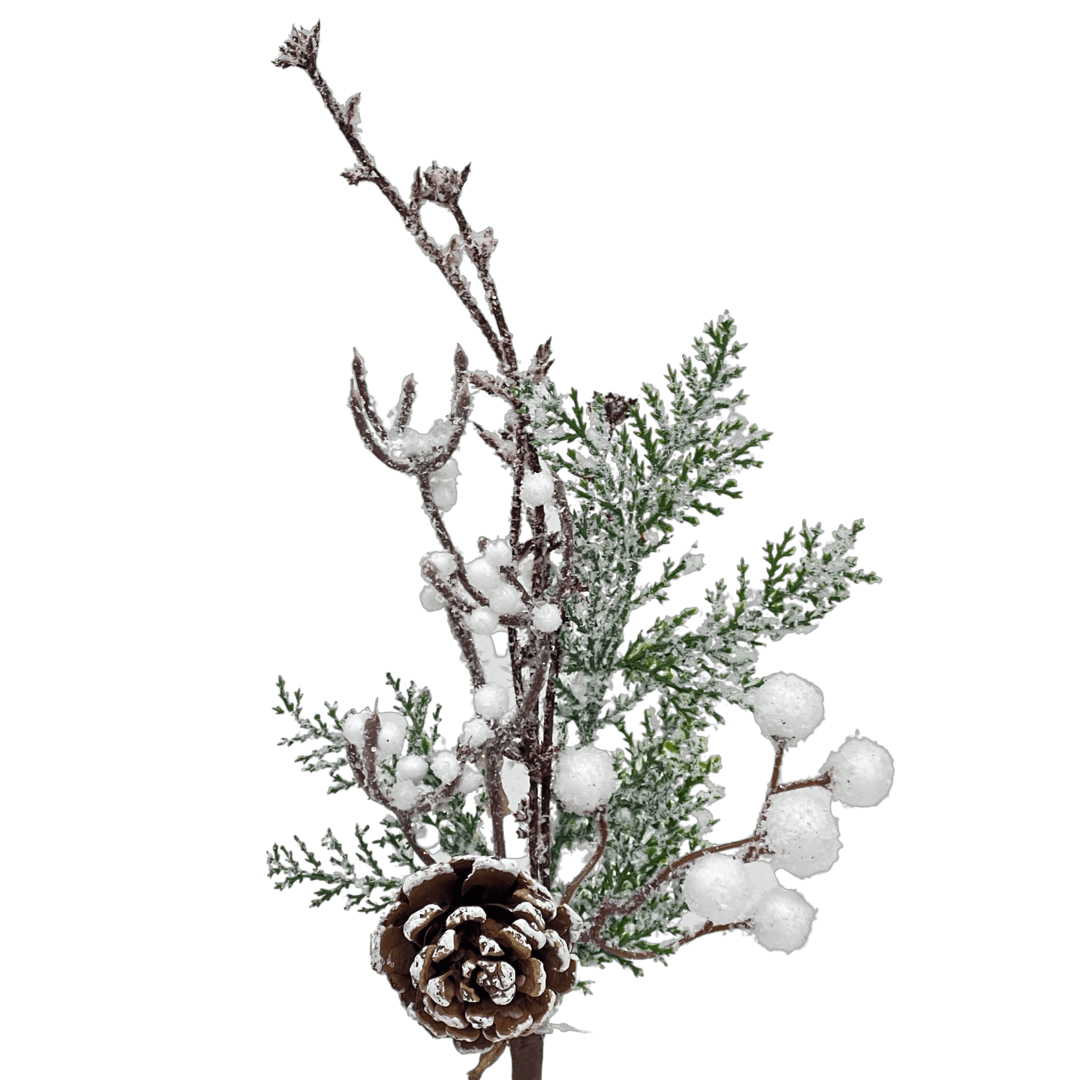 (Fla01478) Follaje Nevado De Berries 36Cm Blanco