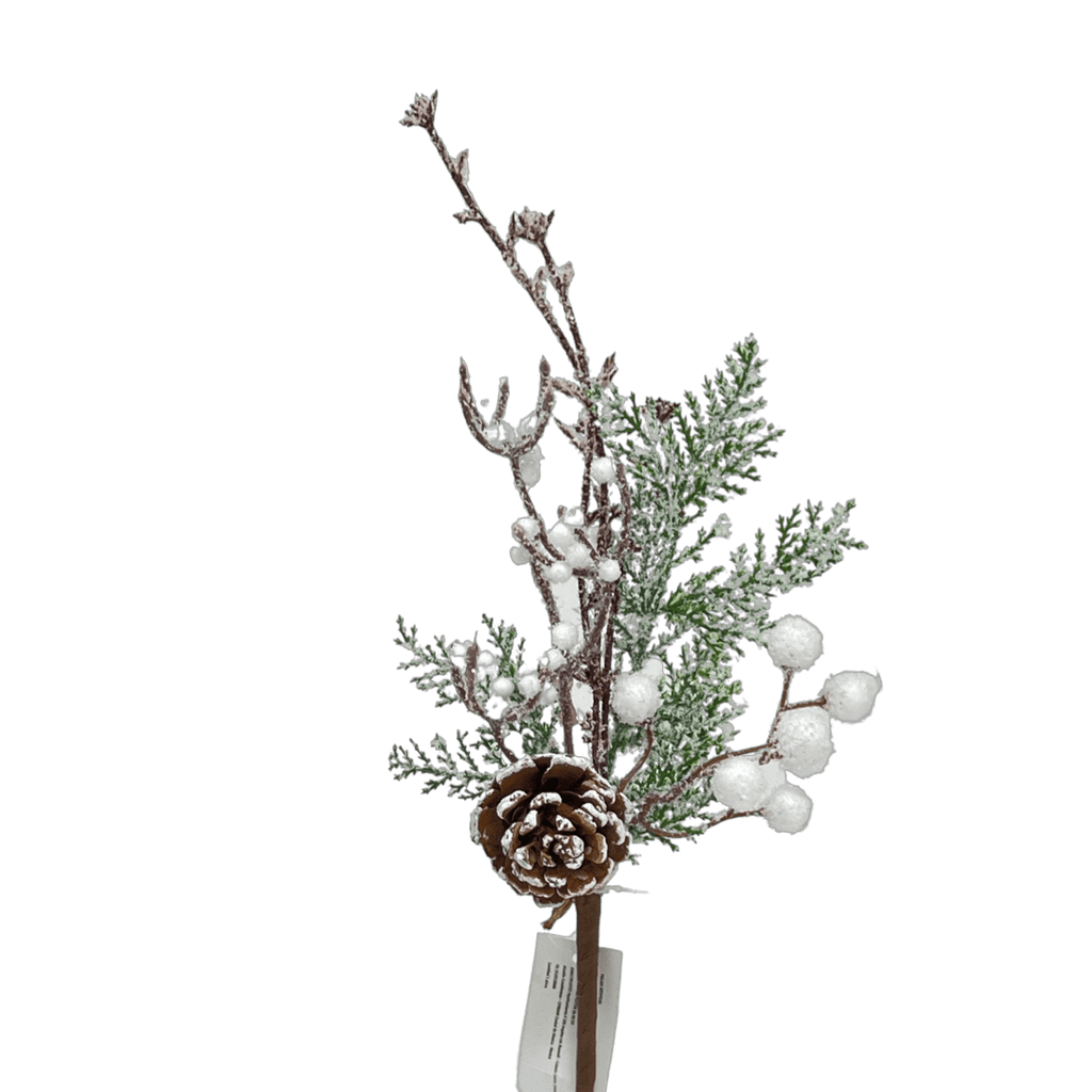 (Fla01478) Follaje Nevado De Berries 36Cm Blanco