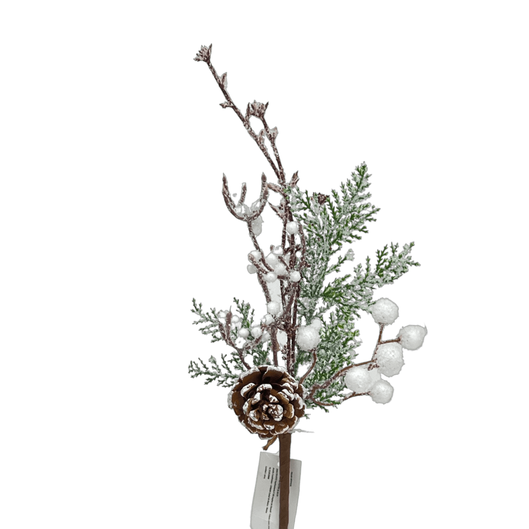 (Fla01478) Follaje Nevado De Berries 36Cm Blanco