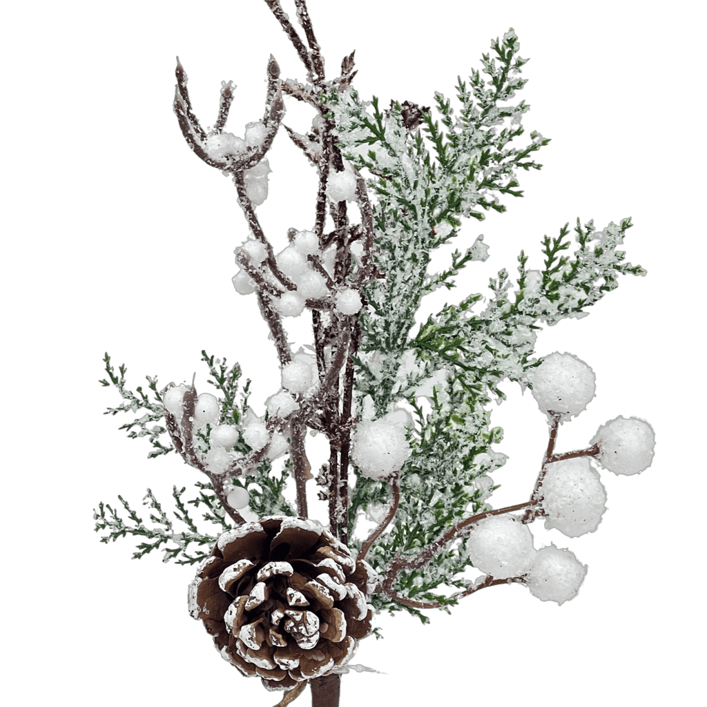 (Fla01478) Follaje Nevado De Berries 36Cm Blanco