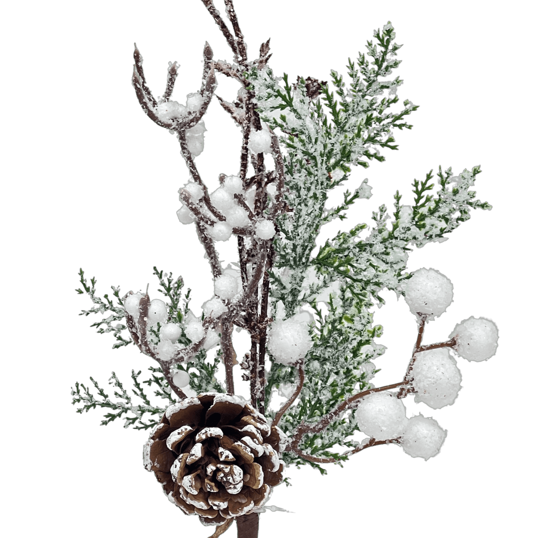 (Fla01478) Follaje Nevado De Berries 36Cm Blanco