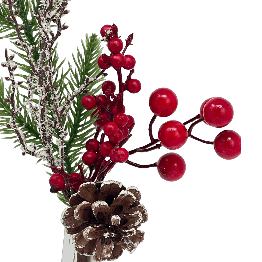 (Fla01487R) Follaje De Pino con Berries 35Cm