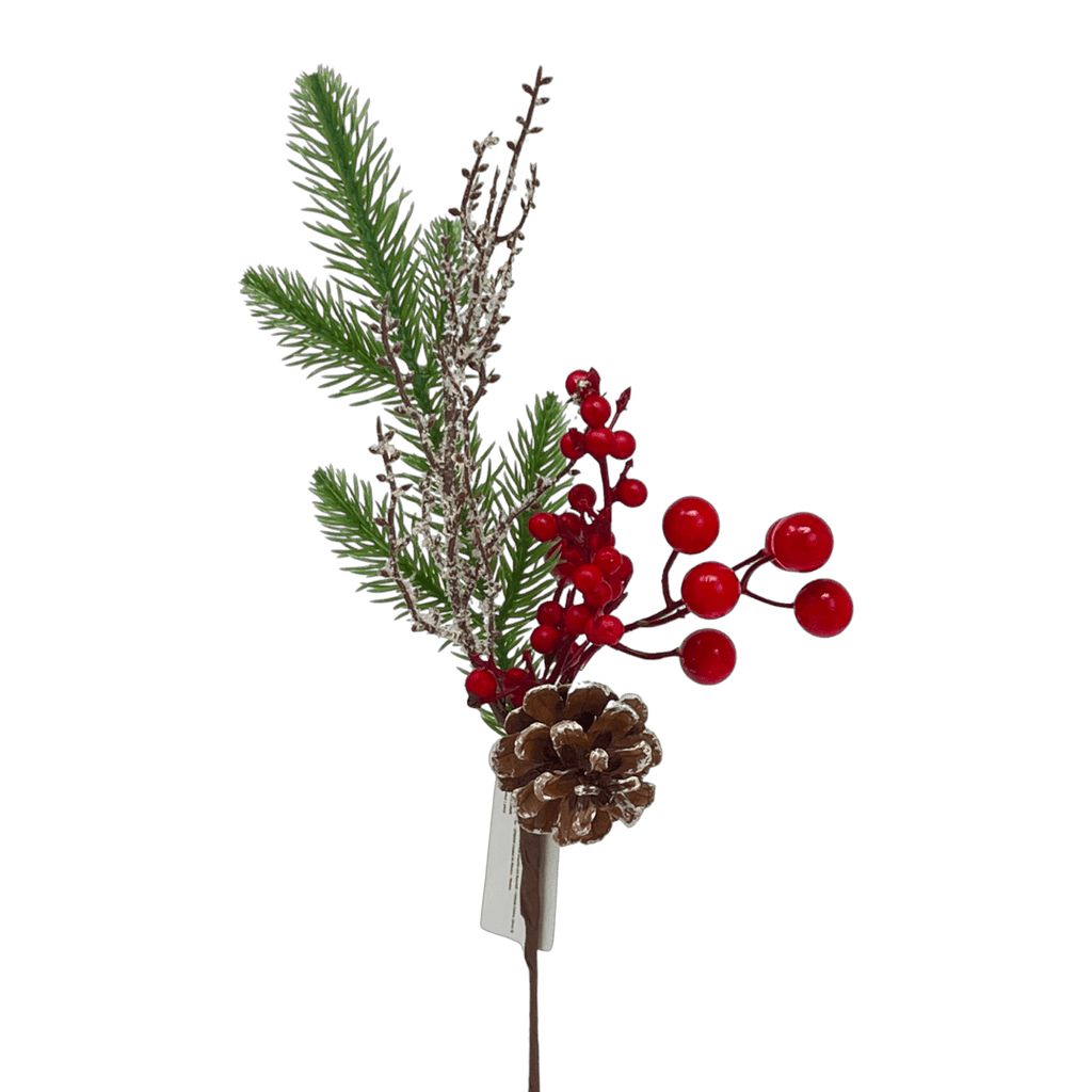 (Fla01487R) Follaje De Pino con Berries 35Cm