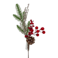 (Fla01487R) Follaje De Pino con Berries 35Cm