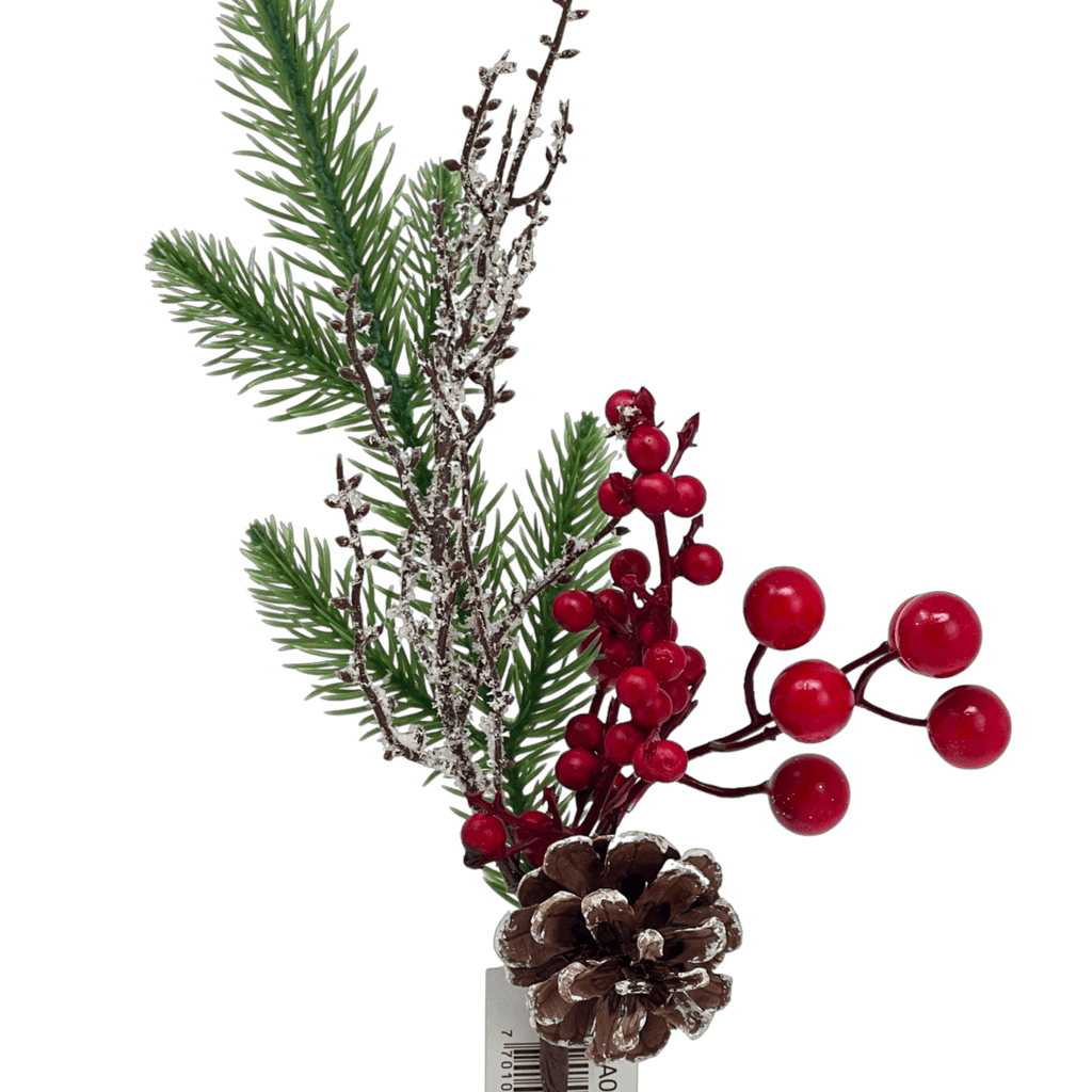 (Fla01487R) Follaje De Pino con Berries 35Cm