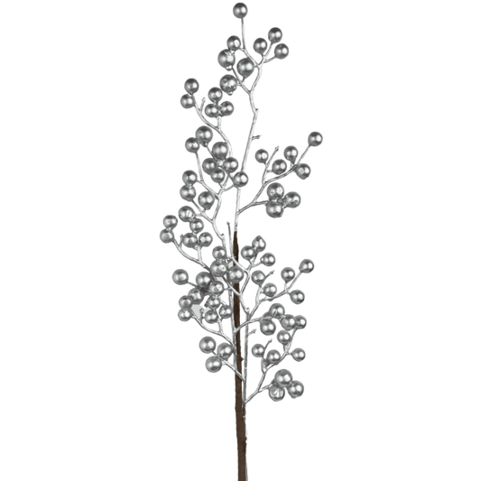 (Fla01516S) Vara De Perlas mate 65Cm plata
