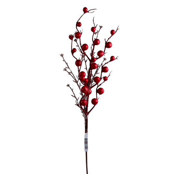 (Fla01536R) Follaje navideño De Berries envejecido 62Cm Rojo