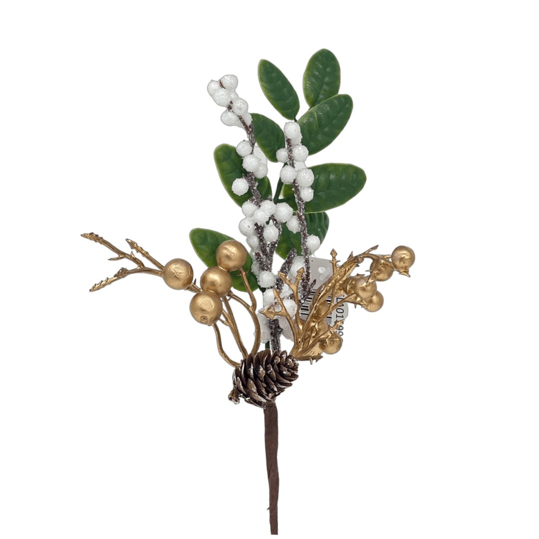 (FLA01599G) Follaje de Berries 26 cm Oro