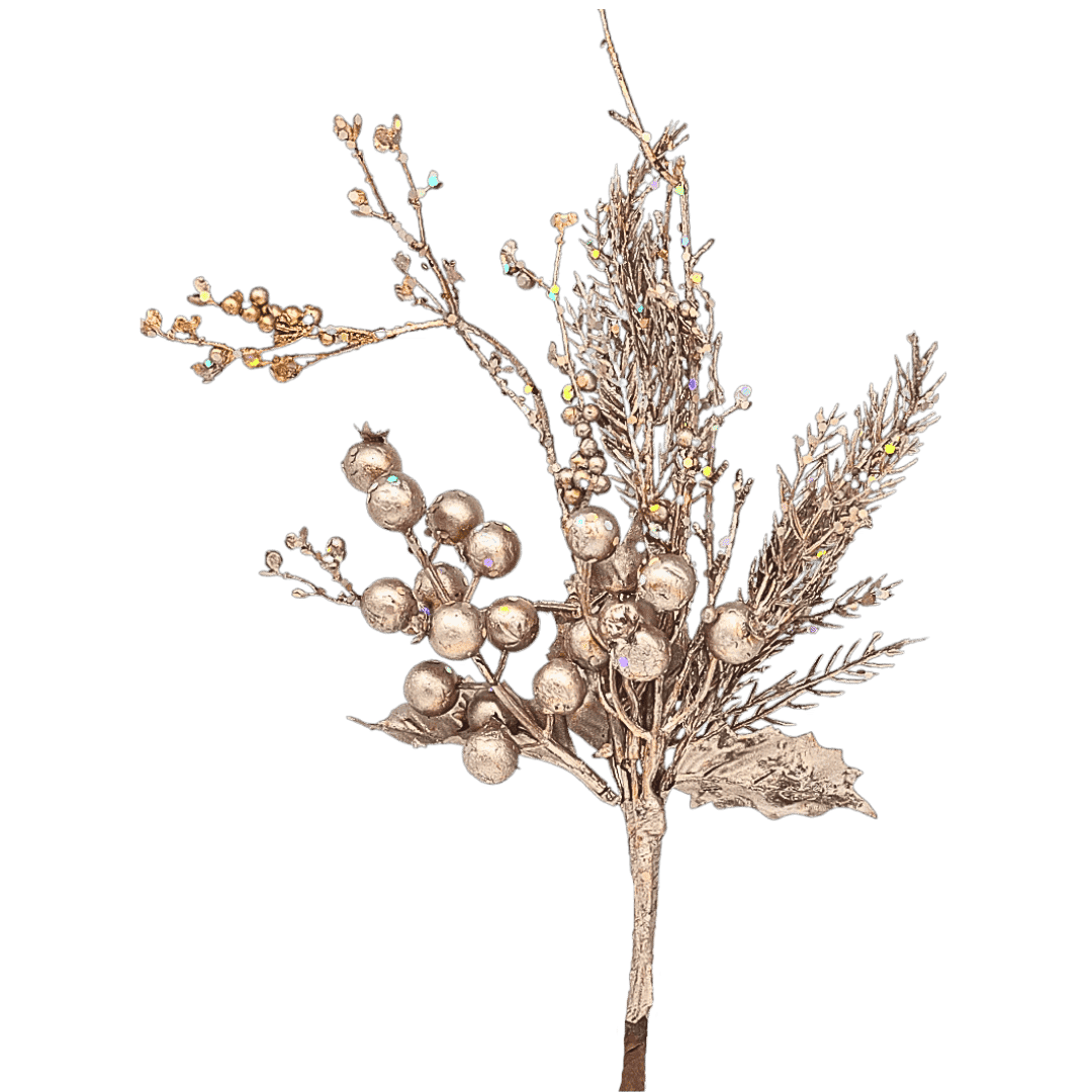 (FLA01822CH) Follaje berries mate champagne 44 cm