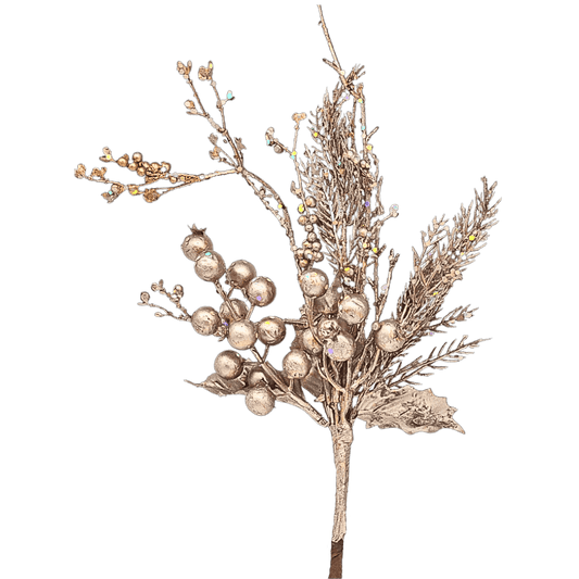 (FLA01822CH) Follaje berries mate champagne 44 cm