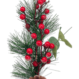 (Fla01827R) Follaje navideño Berries con piñas 50Cm Rojo