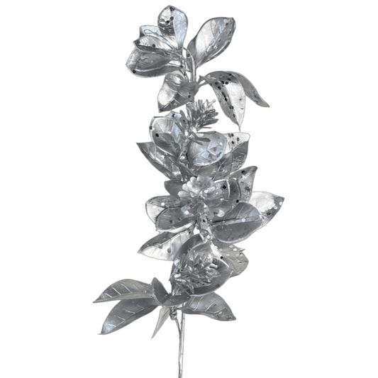 (Fla01838S) Follaje Hojas Mate 54Cm Plata