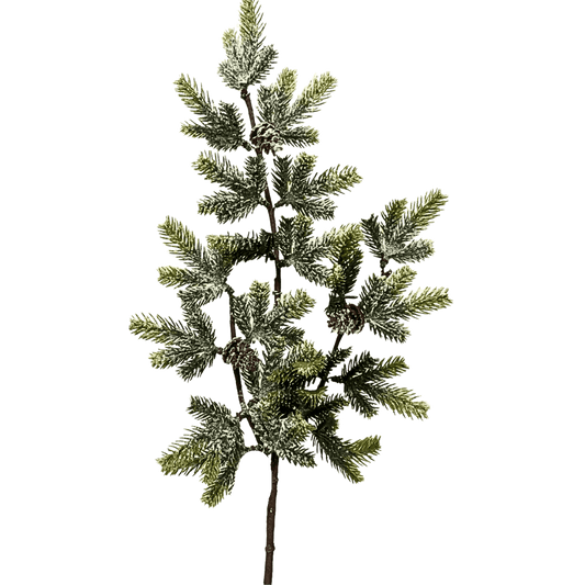 (FLA02150) Follaje nevado pino c/piñas 73 cm blanco
