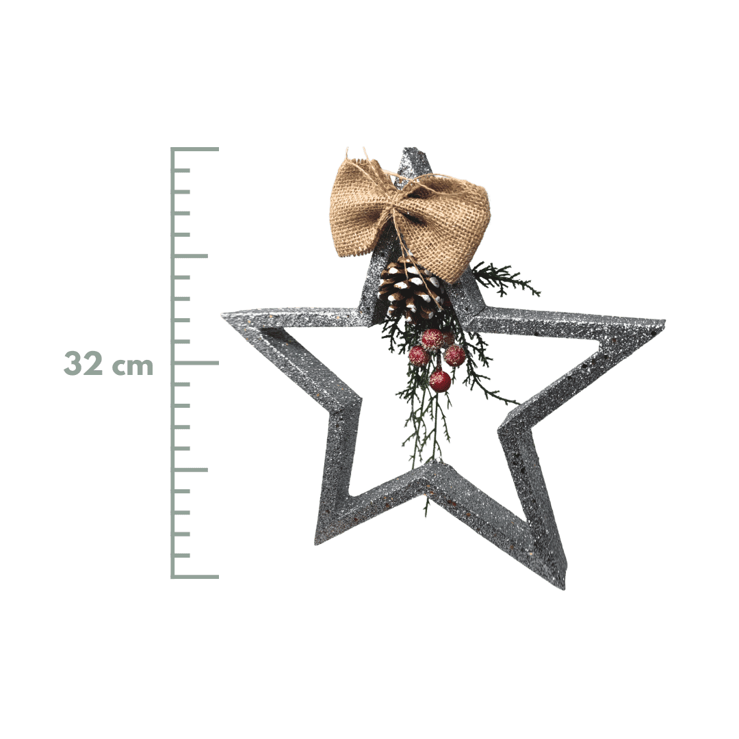 (FLA02273S) Estrella 32 cm plata