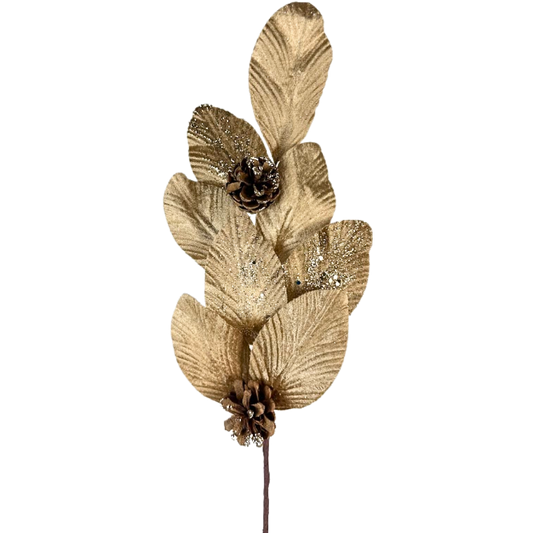 (FLA03074LT) Hojas terciopelo café 51 cm