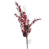(Fll1036Rj) Follaje berrys envejecido con pina 60Cm Rojo
