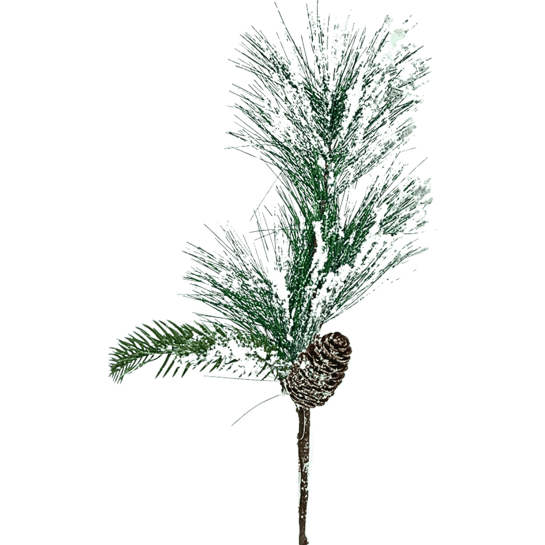 (FLL1612BL) Follaje verde nevado blanco 43 cm