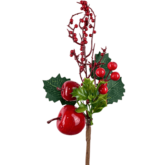 FOLLAJE CEREZAS CON MANZANA 28 CM ROJO